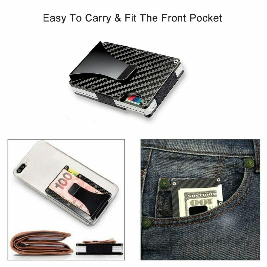 新着商品メタルカードホルダーマネークリップ、RFIDブロッキングスリムカーボ メンズのバッグ(その他)の商品写真