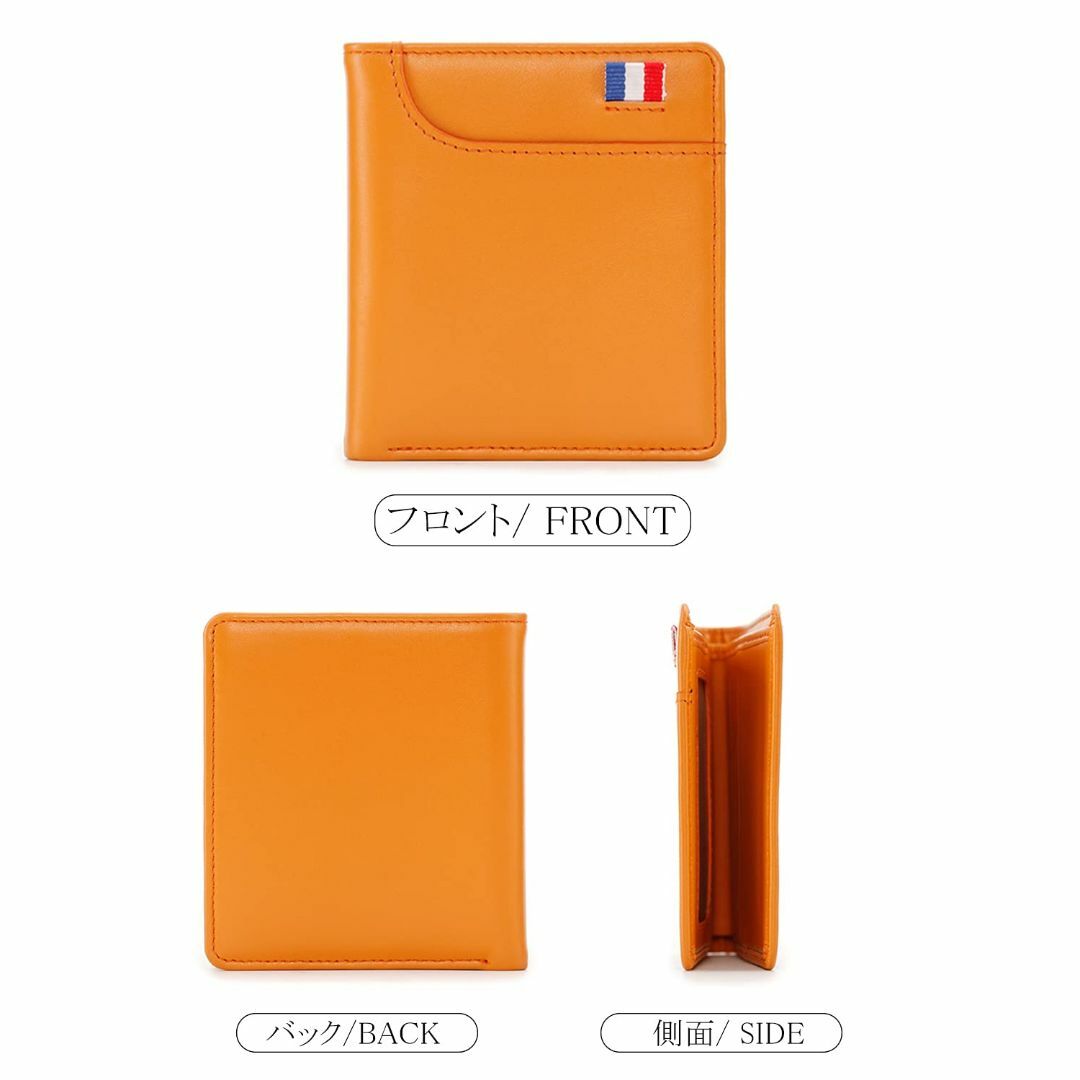 色:オレンジXANGETOR ミニ 財布 メンズ 二つ折り 薄い 人気 本革 メンズのバッグ(その他)の商品写真