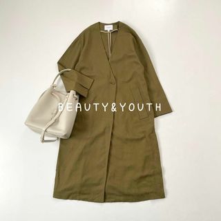 BEAUTY&YOUTH UNITED ARROWS - ビューティーアンドユース　リネン混ノーカラーロングコート