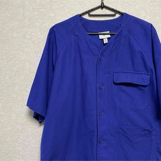 エイチアンドエム(H&M)の【1点限定】H&M パープルシャツ　ボタンシャツ　半袖　ポケット付き　メンズ(シャツ)