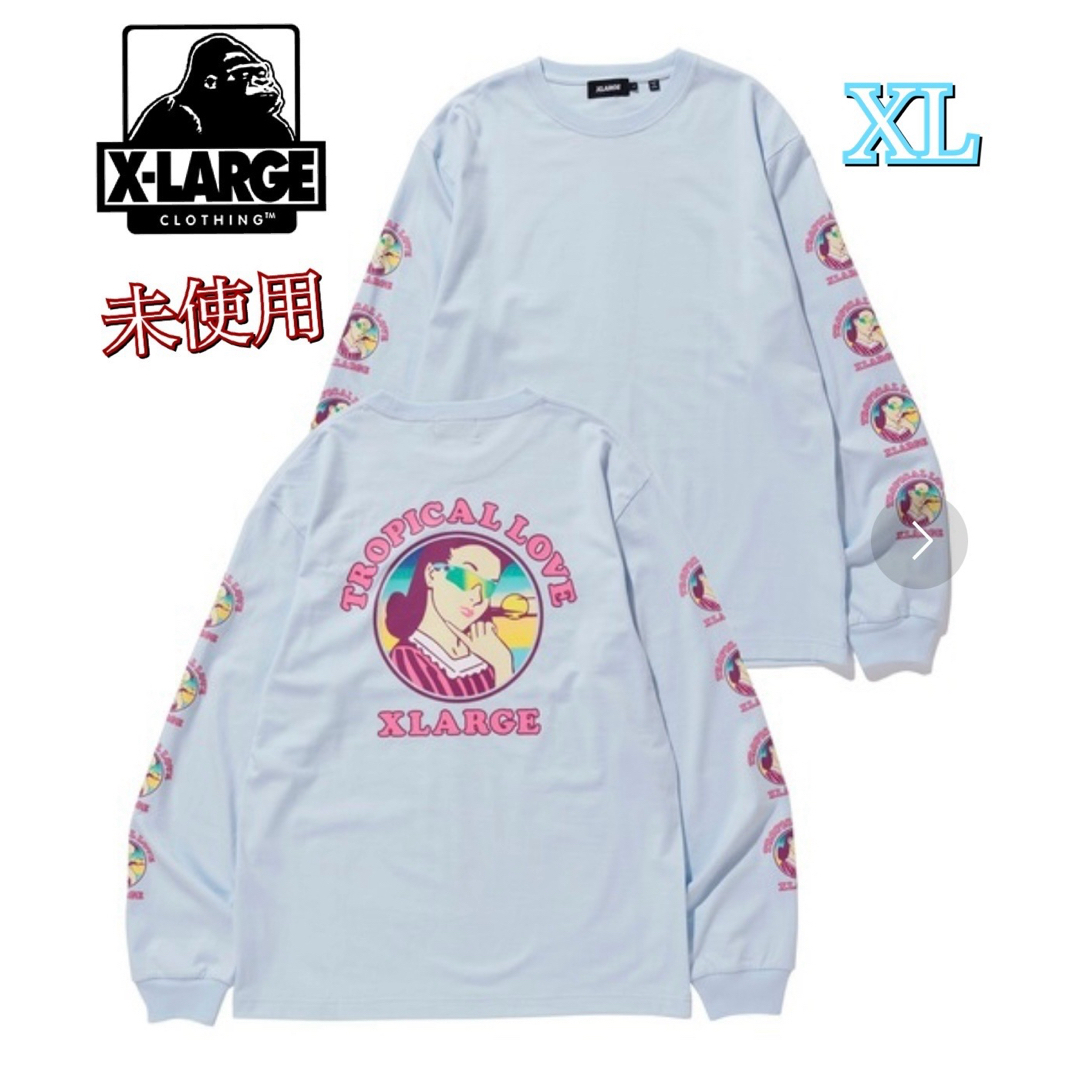 XLARGE(エクストララージ)の完売品！　エクストララージ　ロンT 長袖Tシャツ　トロピカルラブ　プリント　XL メンズのトップス(Tシャツ/カットソー(七分/長袖))の商品写真