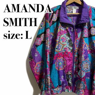 ヴィンテージ(VINTAGE)のAMANDA SMITH スカーフ バンダナ ブルゾン ナイロンジャケット 総柄(ナイロンジャケット)