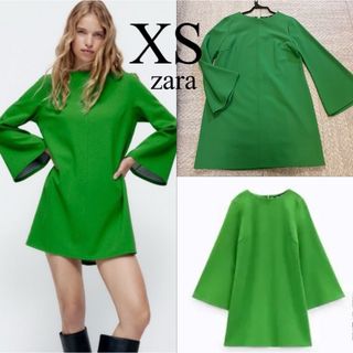 ザラ(ZARA)のZARA ザラ ワンピース グリーン 緑 膝丈 Aライン(ひざ丈ワンピース)