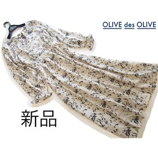 オリーブデオリーブ(OLIVEdesOLIVE)の新品OLIVE des OLIVE バックリボンペイント柄ワンピース/IV(ロングワンピース/マキシワンピース)