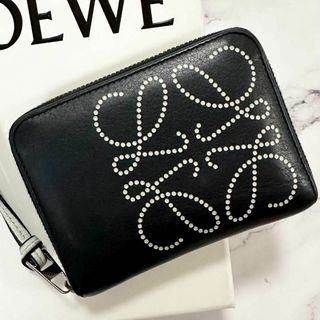 ロエベ(LOEWE)のロエベ✨二つ折り財布　ブランド6カードジップウォレット　アナグラム　ブラック(コインケース)