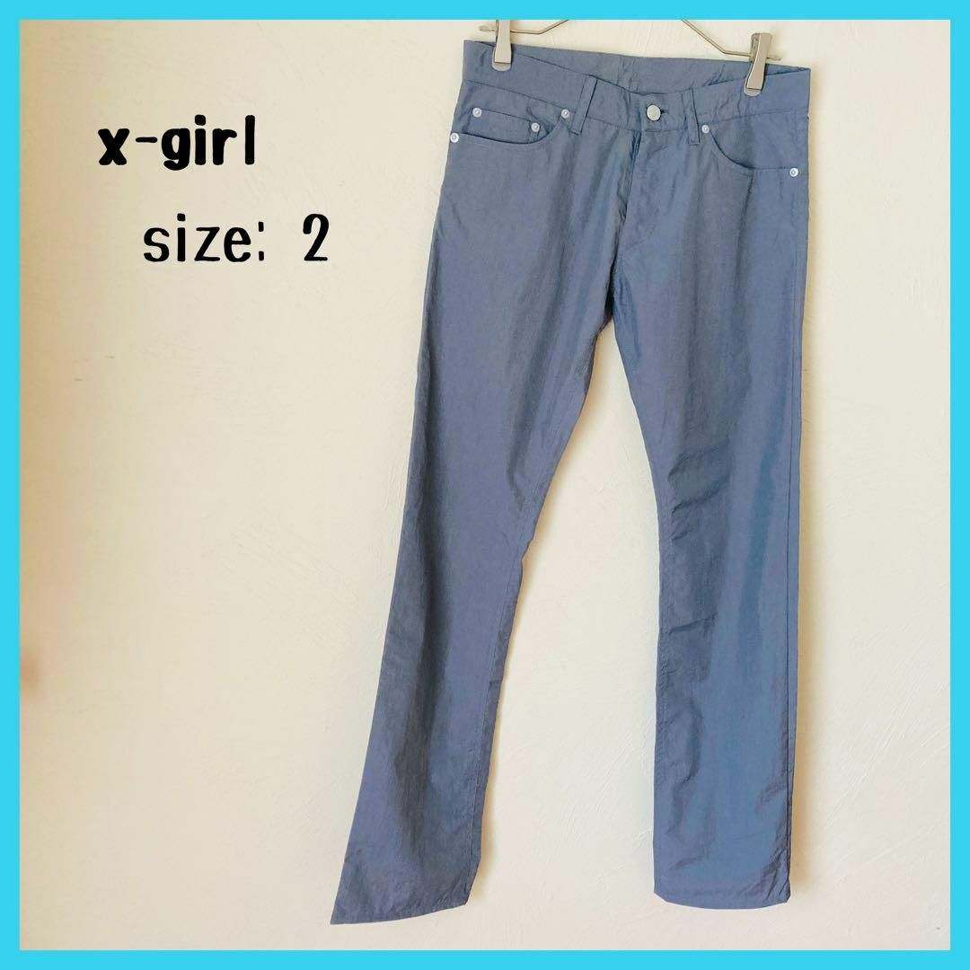 X-girl(エックスガール)のx-girl エックスガール ナイロンパンツ ストレートパンツ パンツ グレー レディースのパンツ(カジュアルパンツ)の商品写真