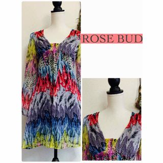 ROSE BUD - ROSE BUD ローズバッド　フェザー柄　シフォンワンピース　チュニック