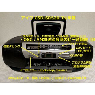 aiwa - 【完動品】アイワ CDラジカセ CSD-SR520 2001年製 ダブルデッキ