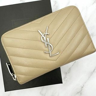 サンローラン(Saint Laurent)の希少サイズ✨サンローラン　長財布　ラウンドジップ　YSLロゴ　キャビアスキン(財布)