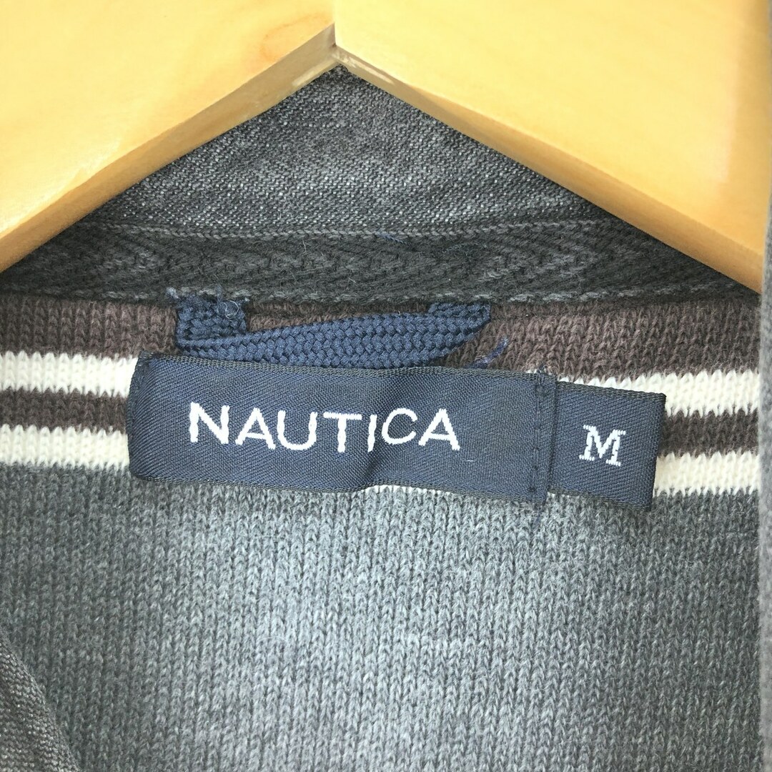NAUTICA(ノーティカ)の古着 ノーティカ NAUTICA ボーダー柄 長袖ニットポロシャツ メンズM /eaa423433 メンズのトップス(ポロシャツ)の商品写真