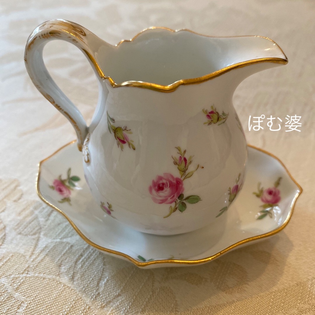 MEISSEN - 【古マイセン】ミルクピッチャー クリーマー※トレイ付 MEISSEN - 【古マイセン】ミルクピッチャー クリーマー※トレイ付