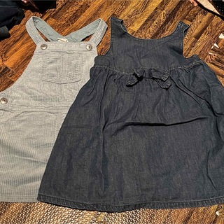 エイチアンドエム(H&M)のbaiya90サロペットスカートデニムオーバーオールジャンパースカート青(スカート)