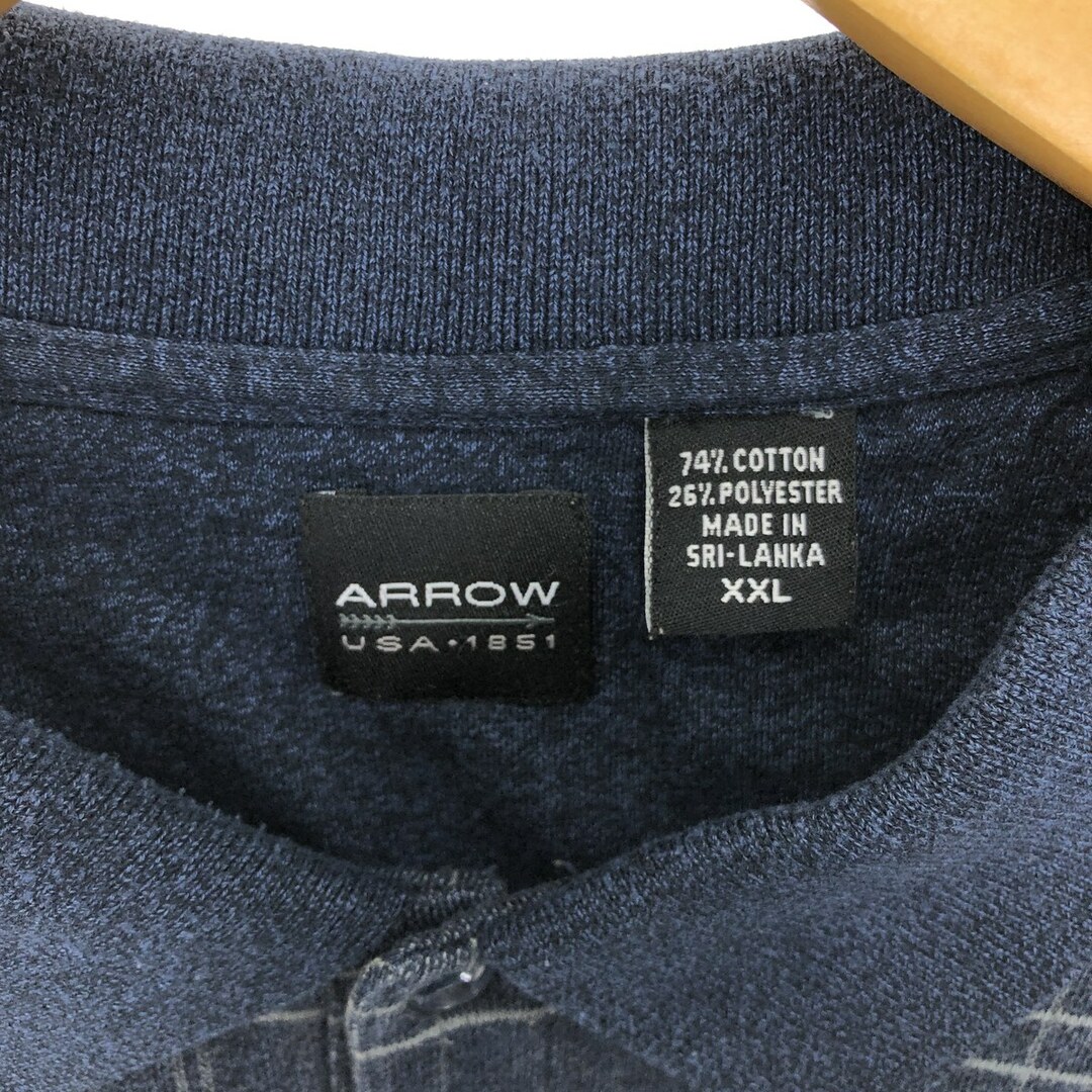 ARROW - 古着 ARROW 長袖 チェック ポロシャツ メンズXXL /eaa430186の