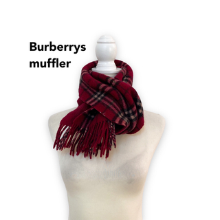 バーバリー(BURBERRY)のBurberrys バーバリーズ　マフラー　ストール　ノバチェック　ウール　赤色(マフラー/ショール)