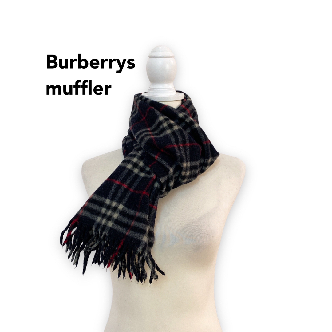 BURBERRY(バーバリー)のBurberrys バーバリーズ　マフラー　ストール　ノバチェック　ウール　濃紺 レディースのファッション小物(マフラー/ショール)の商品写真
