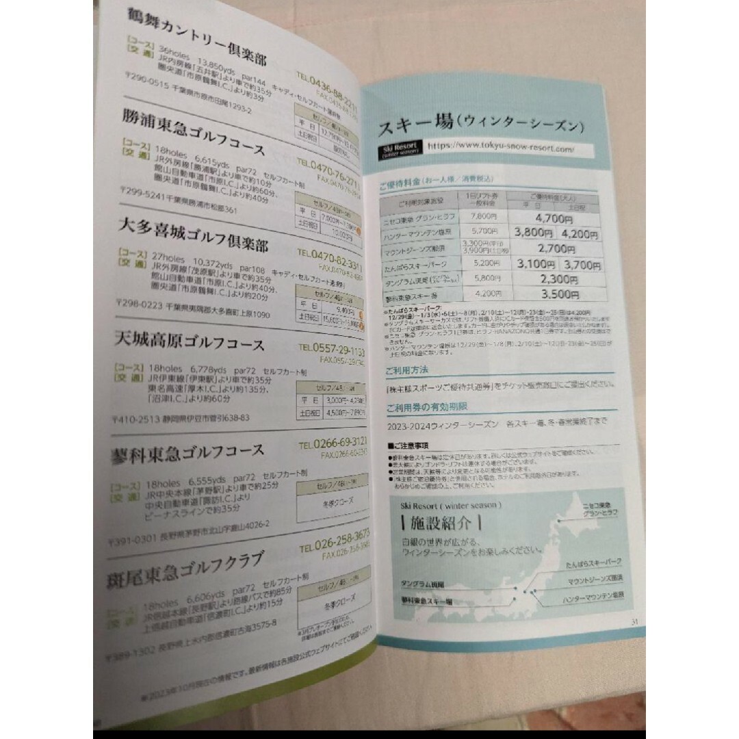 東急不動産ホールディングス 株主様スポーツご優待共通券 2枚 チケットの施設利用券(スキー場)の商品写真