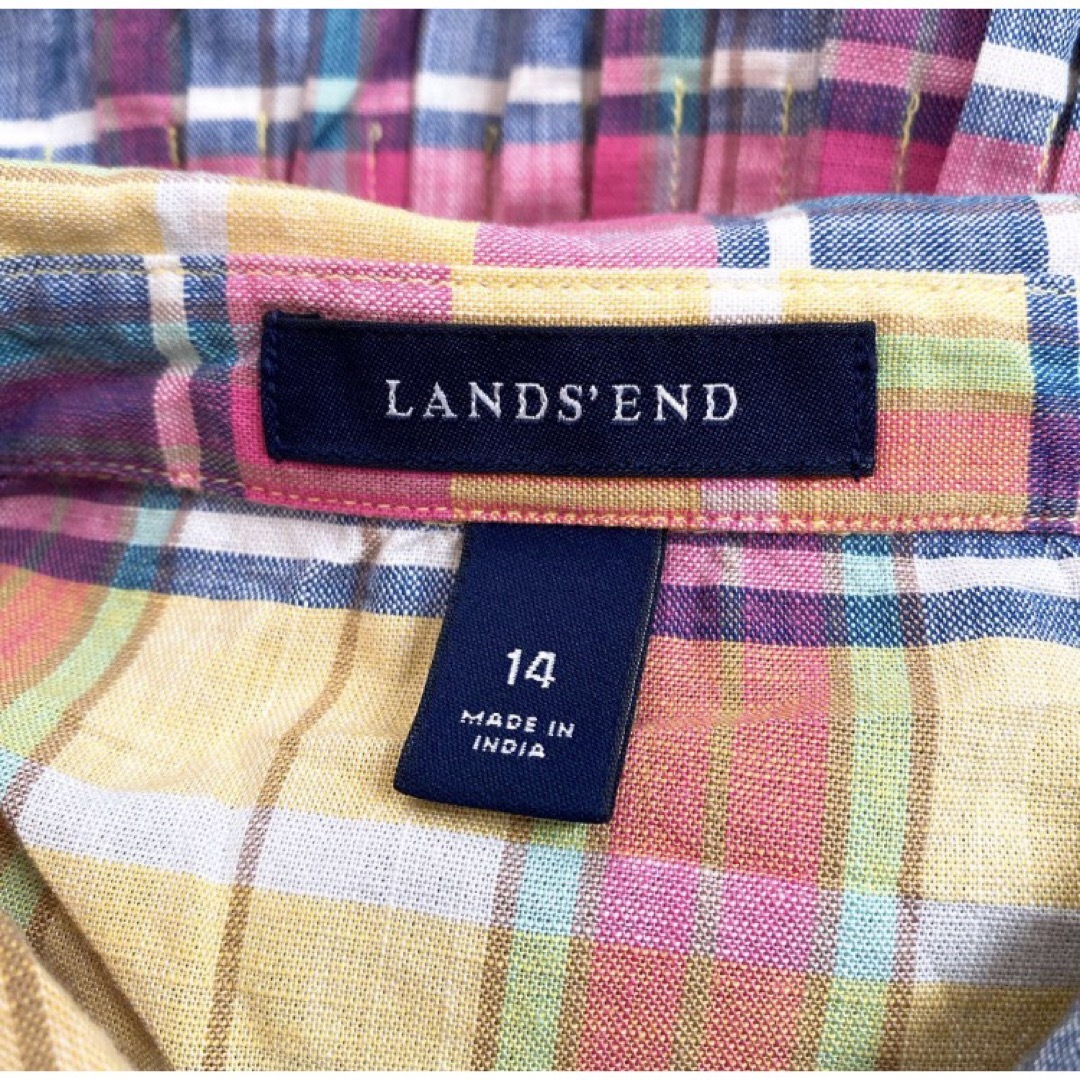 LANDS’END(ランズエンド)のランズエンド　ロングワンピース　長袖　総柄　チェック　シャツワンピ　カラフル レディースのワンピース(ロングワンピース/マキシワンピース)の商品写真