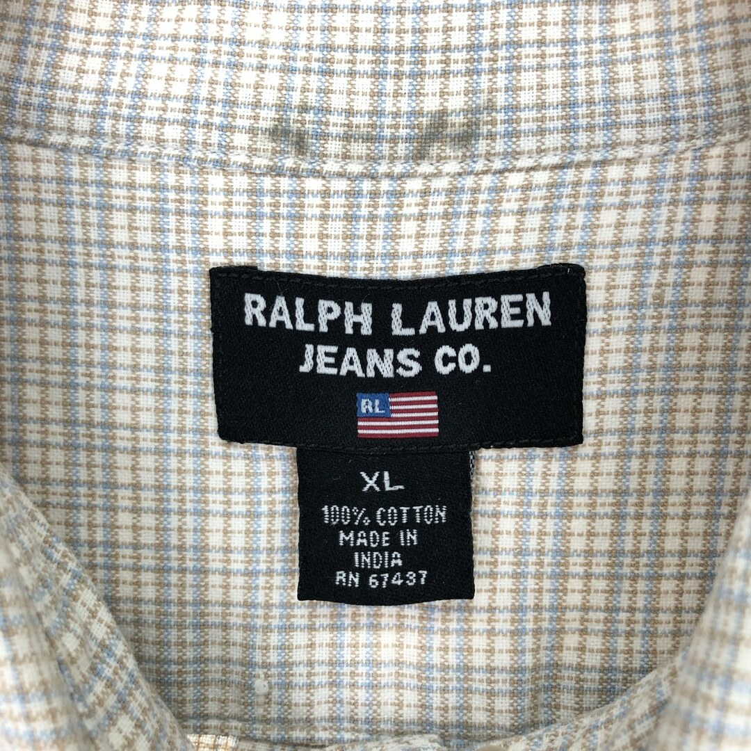 Ralph Lauren(ラルフローレン)の古着 ラルフローレン Ralph Lauren RALPH LAUREN JEANS CO 長袖 ボタンダウンチェックシャツ メンズXL /eaa409796 メンズのトップス(シャツ)の商品写真