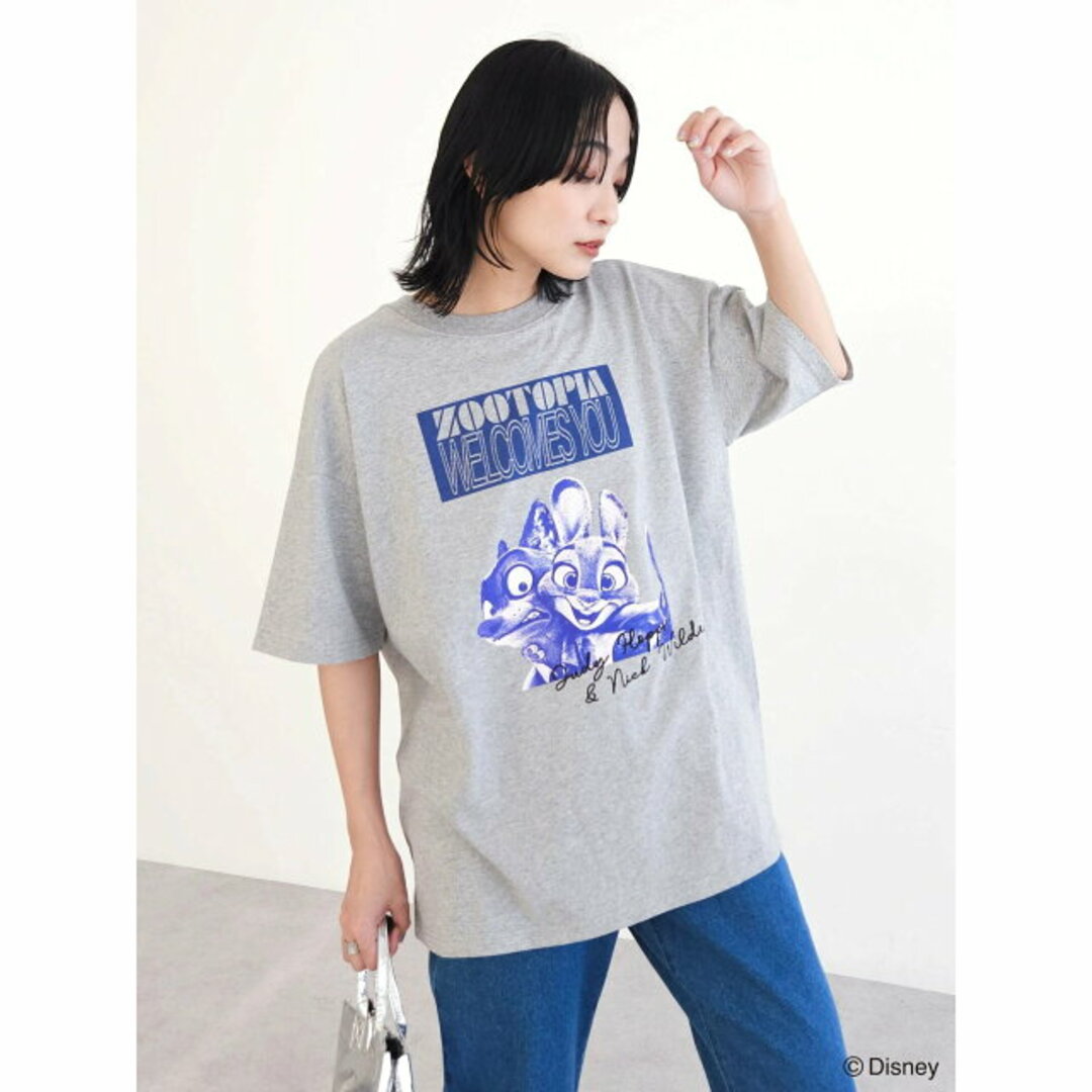 green parks(グリーンパークス)の【杢グレー】ズートピア/グラフィックTEE 24SS/Disney レディースのトップス(カットソー(長袖/七分))の商品写真