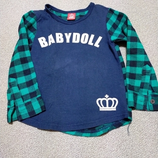 ベビードール(BABYDOLL)のベビードール　ロンT　Tシャツ　長袖　110 チェック　緑　男の子(Tシャツ/カットソー)