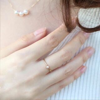 ゴールド パールのピンキーリング淡水真珠 指輪k１８色●指元の気品を簡単UP(リング(指輪))
