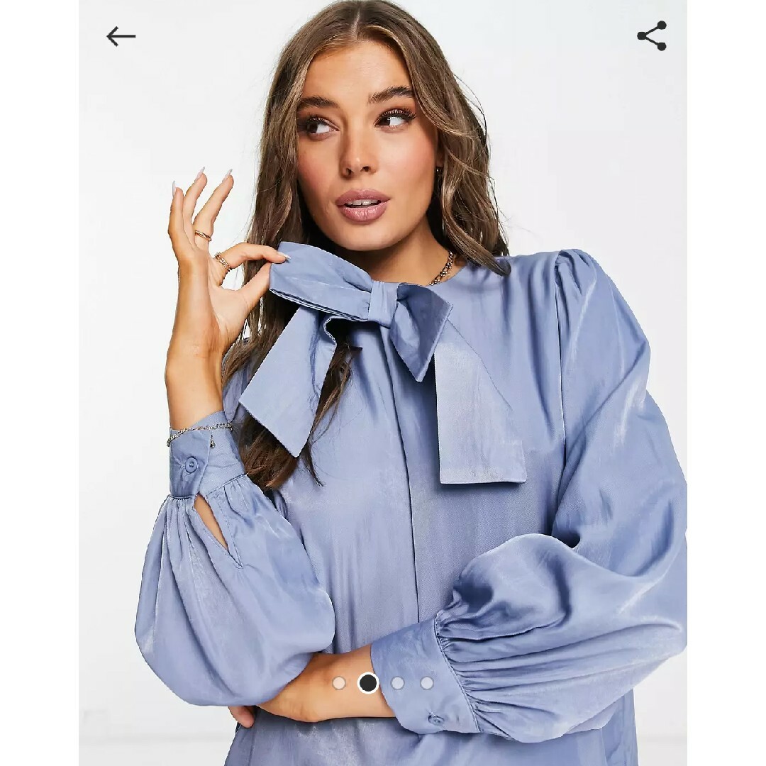 asos(エイソス)のASOS エイソス リボン ミニワンピドレス トップスにも レディースのワンピース(ミニワンピース)の商品写真