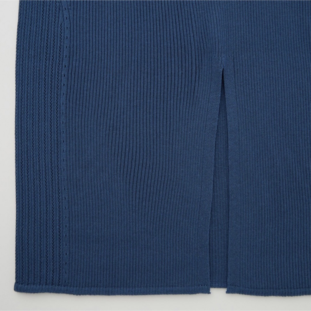 UNIQLO(ユニクロ)の【新品】ユニクロ　マメクロゴウチ　3Dリブロングスカート　青　M/L レディースのスカート(ロングスカート)の商品写真
