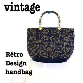 美品【 vintage 】 レトロバッグ　ハンドバッグ  ビジュー　ワンハンドル