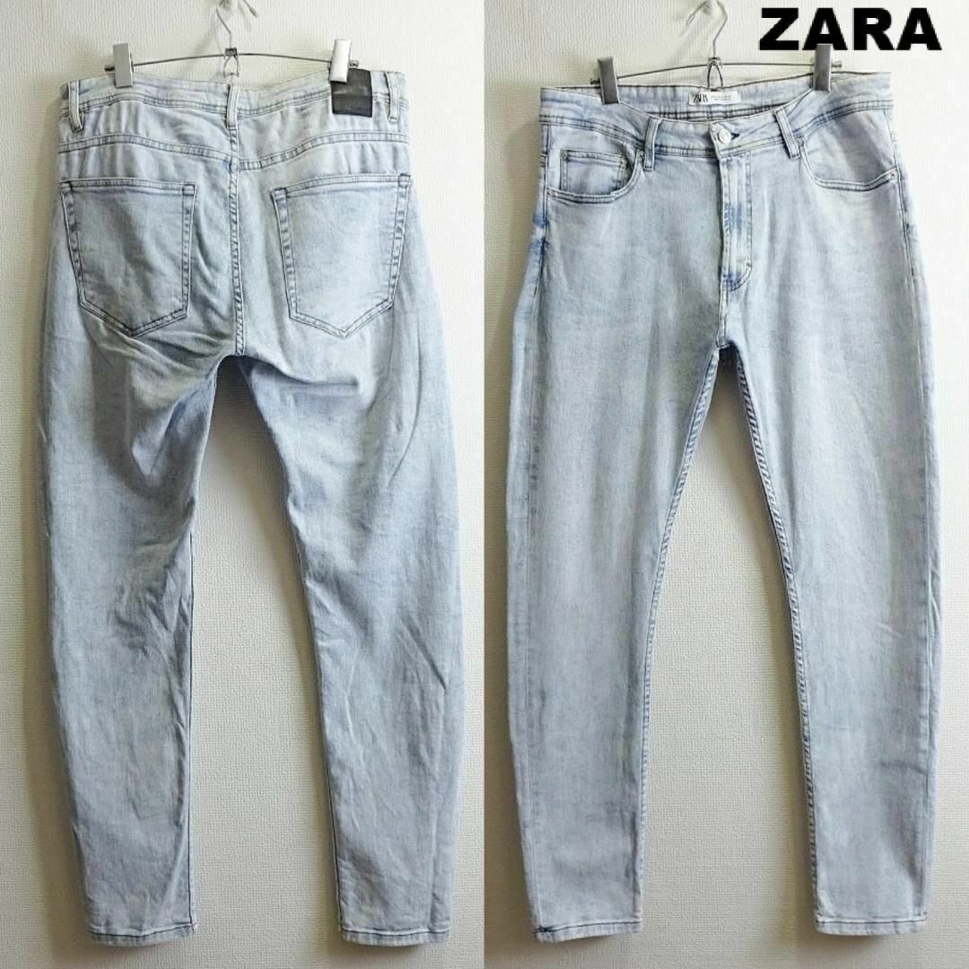 ZARA(ザラ)のZARA　スキニーデニム　W88cm　強ストレッチ　アイスブルー　モロッコ製 メンズのパンツ(デニム/ジーンズ)の商品写真