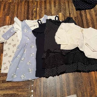 ベビーギャップ(babyGAP)のbaiya90春夏新品花柄Tシャツチュニックワンピースドット水玉カーディガン白黒(ワンピース)