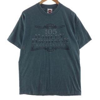 ハーレーダビッドソン(Harley Davidson)の古着 00年代 ハーレーダビッドソン Harley-Davidson HANES モーターサイクル バイクTシャツ USA製 メンズL /eaa382788(Tシャツ/カットソー(半袖/袖なし))