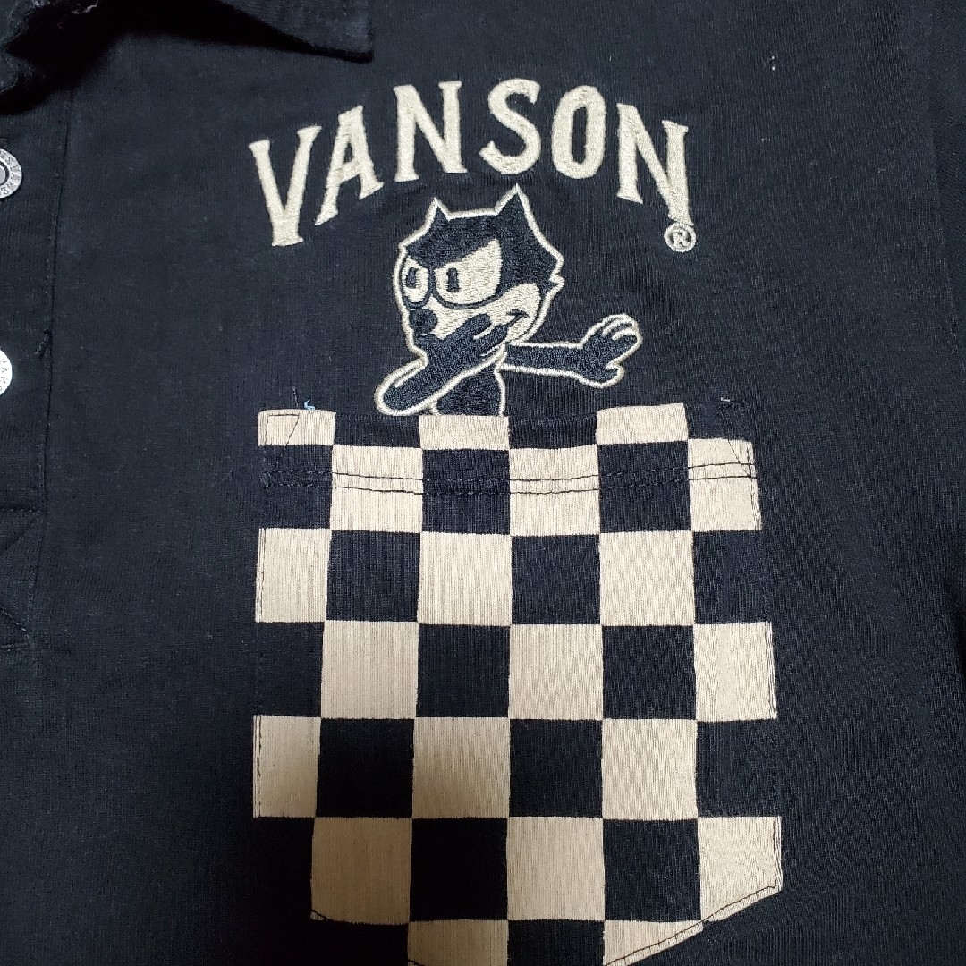 VANSON(バンソン)のVANSON　ポロシャツ　黒　刺繍　サイズXL　古着 メンズのトップス(ポロシャツ)の商品写真