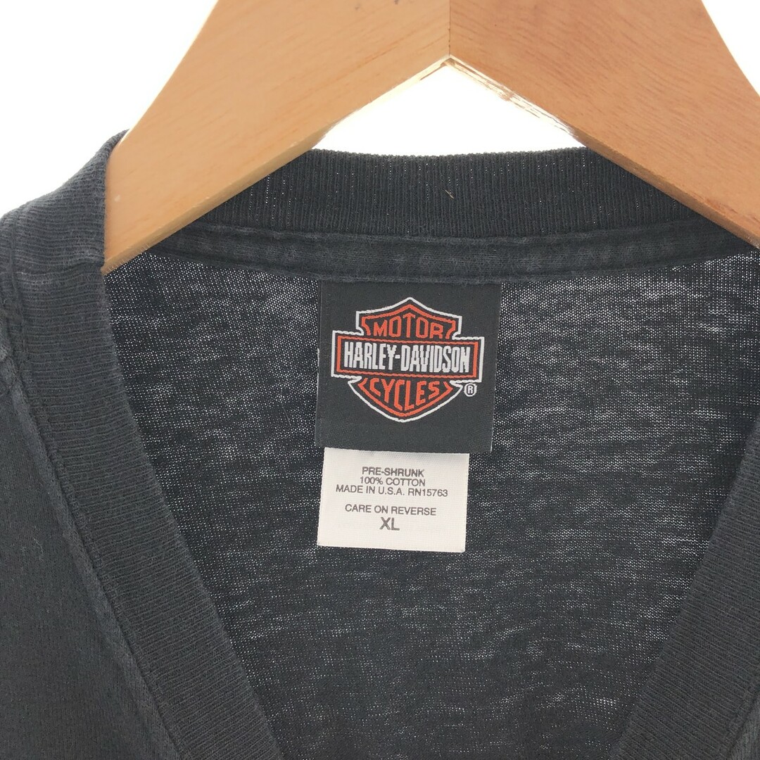 Harley Davidson(ハーレーダビッドソン)の古着 00年代 ハーレーダビッドソン Harley-Davidson HANES モーターサイクル バイクTシャツ USA製 メンズXL /eaa382806 メンズのトップス(Tシャツ/カットソー(半袖/袖なし))の商品写真