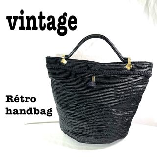 美品【 vintage 】 レトロバッグ　ハンドバッグ  ハンドルバッグ　黒