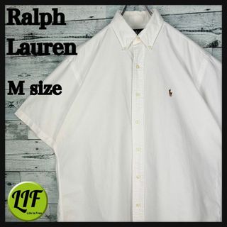 Ralph Lauren - ラルフローレン 刺繍ロゴ オックスフォード 半袖 BDシャツ ホワイト M