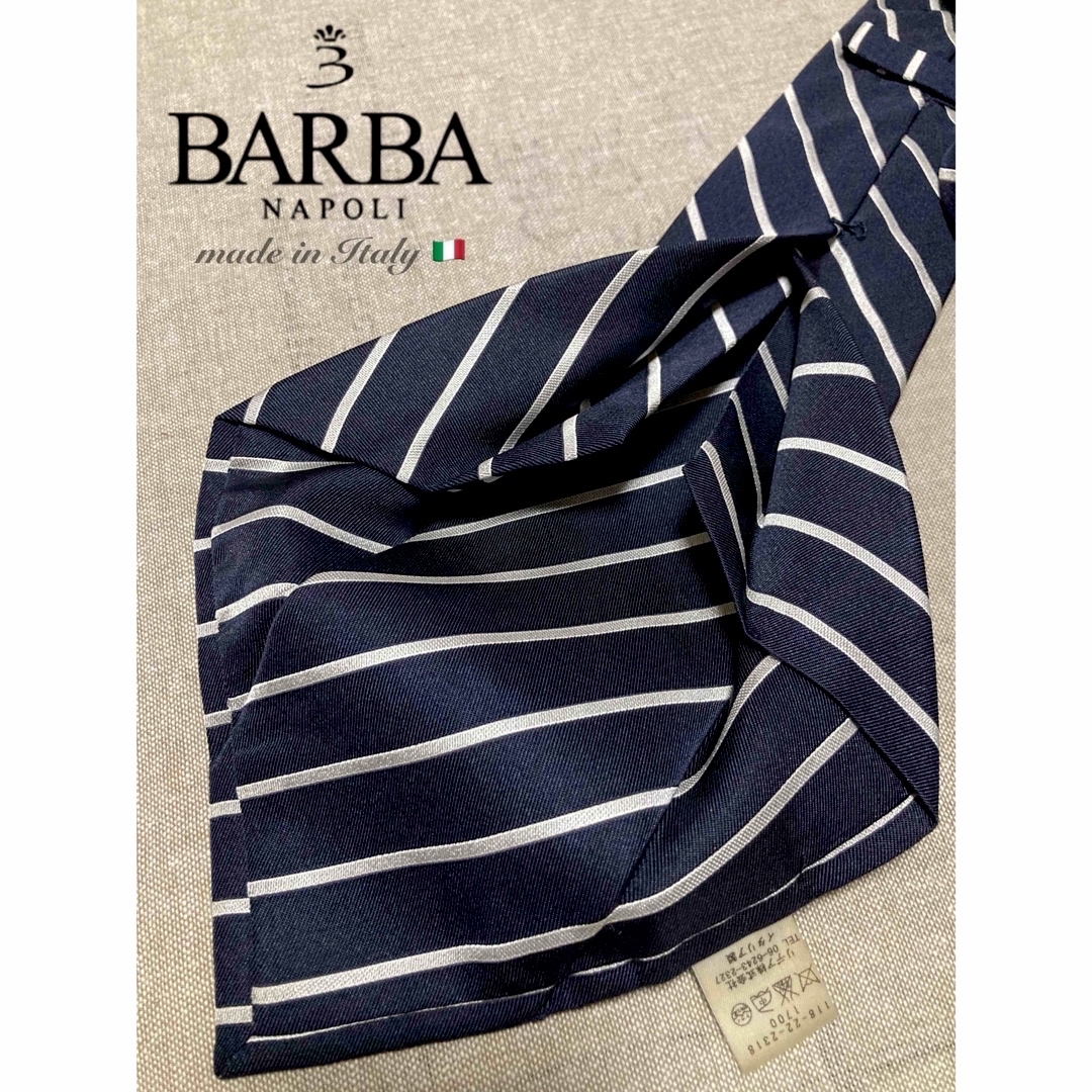 BARBA(バルバ)のBARBA／バルバ／セッテピエゲ／セブンフォールド／レジメンタル／ネイビー／伊製 メンズのファッション小物(ネクタイ)の商品写真