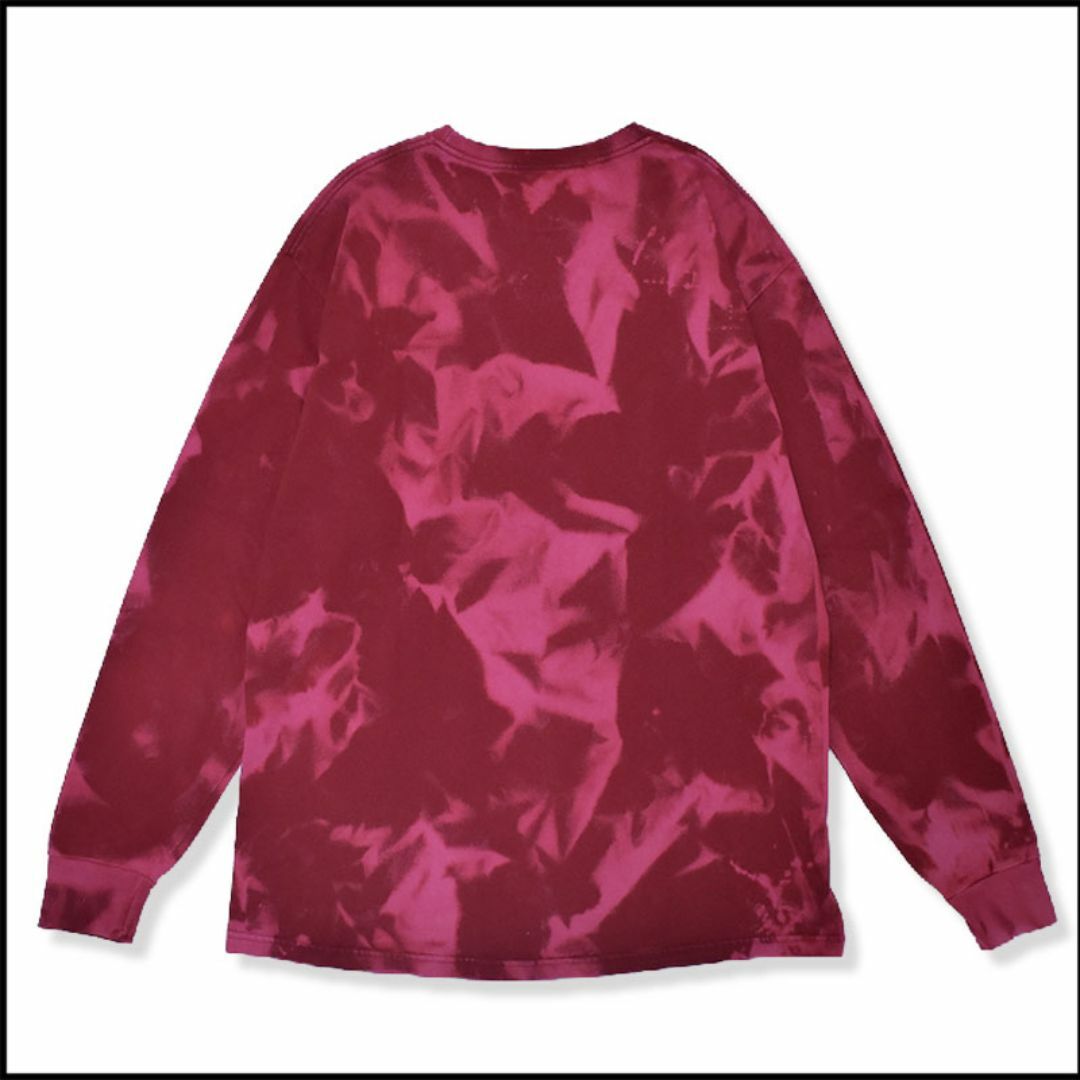 FRUIT OF THE LOOM(フルーツオブザルーム)のメンズ　ブリーチ長袖TシャツL 古着屋　ロンT　カットソー　ブランド　柄物　赤 メンズのトップス(Tシャツ/カットソー(七分/長袖))の商品写真