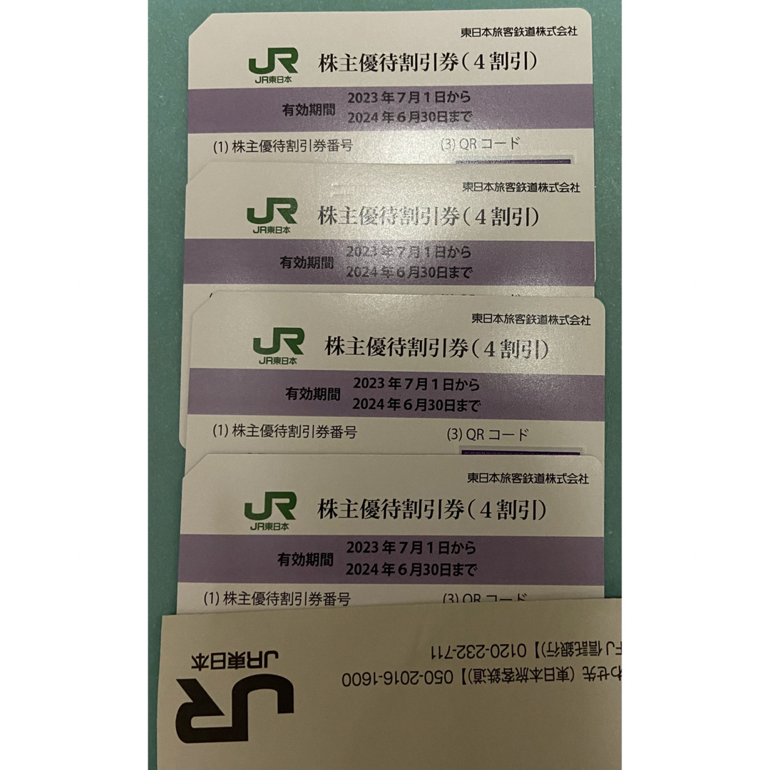 JR東日本　株主優待割引券　4枚　2024年6月　送料無料