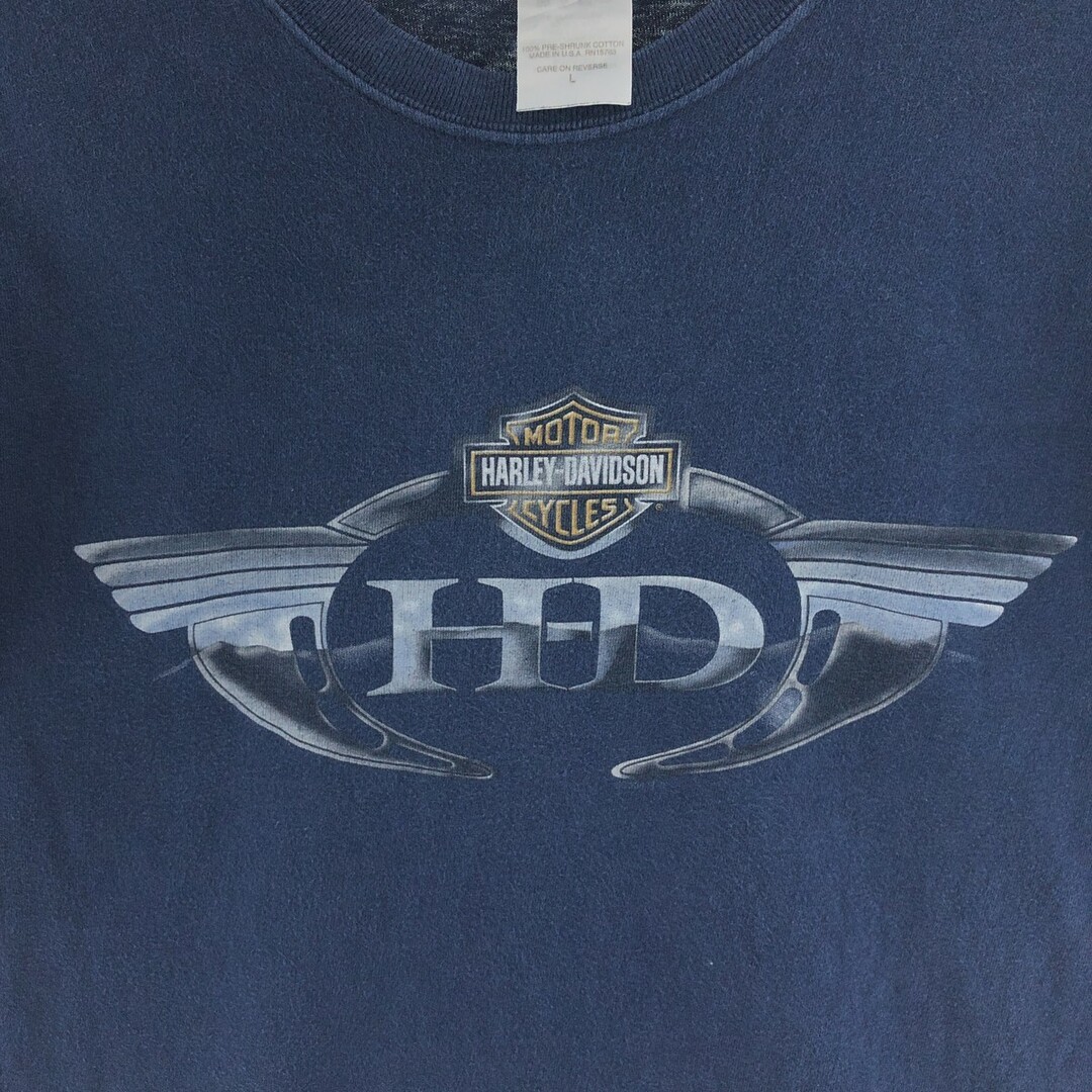 Harley Davidson(ハーレーダビッドソン)の古着 00年代 ハーレーダビッドソン Harley-Davidson HANES モーターサイクル バイクTシャツ USA製 メンズL /eaa390123 メンズのトップス(Tシャツ/カットソー(半袖/袖なし))の商品写真