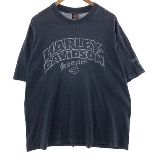 ハーレーダビッドソン(Harley Davidson)の古着 90年代 ハーレーダビッドソン Harley-Davidson ボーダー柄 モーターサイクル バイクTシャツ USA製 メンズXL ヴィンテージ /eaa390120(Tシャツ/カットソー(半袖/袖なし))