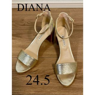 DIANA - ダイアナ　ストラップサンダル　24.5 大きいサイズ　ゴールド　太ヒール