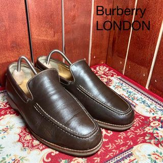 BurberryLONDON ブラウンスリッポン24.5cmモカシン(スリッポン/モカシン)