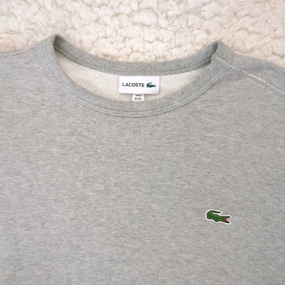 LACOSTE(ラコステ)の良品 ラコステ プレミアムコットンクルーネックスウェット グレー サイズXL メンズのトップス(スウェット)の商品写真