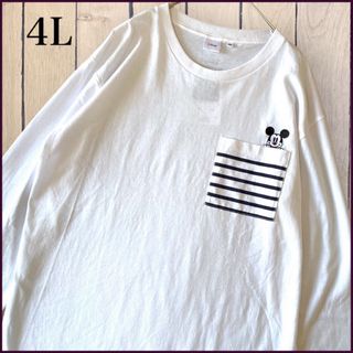 ミッキーマウス(ミッキーマウス)の新品 大きいサイズ ミッキーマウス ディズニー 4L 長袖 Tシャツ メンズ(Tシャツ/カットソー(七分/長袖))