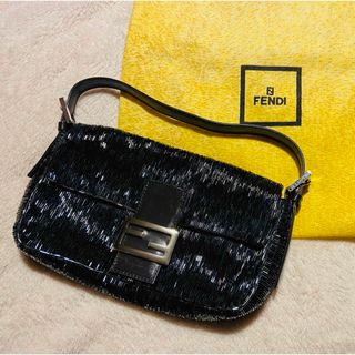 フェンディ(FENDI)のFENDI 超希少 マンマバケット ハンドバッグ ビーズ  ダークブルー(ハンドバッグ)