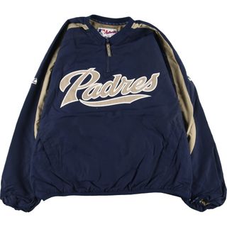 古着 90~00年代 マジェスティック majestic MLB SAN DIEGO PADRES サンディエゴパドレス ハーフジップ ナイロンプルオーバー メンズL ヴィンテージ /eaa435146(ナイロンジャケット)