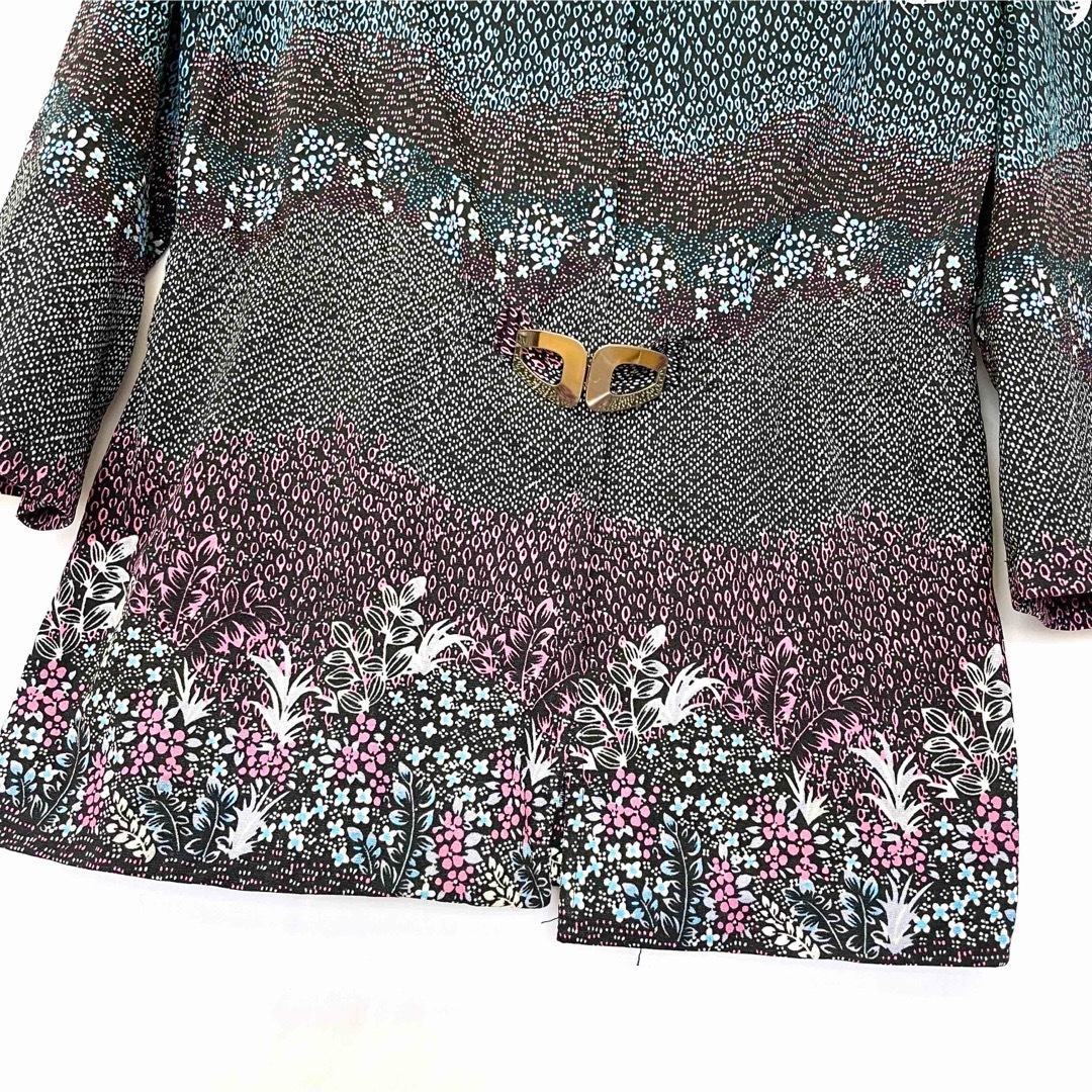 Grimoire(グリモワール)の美品【 vintage 】 花柄シャツ レトロシャツ ベルト付き ポリシャツ レディースのトップス(シャツ/ブラウス(長袖/七分))の商品写真