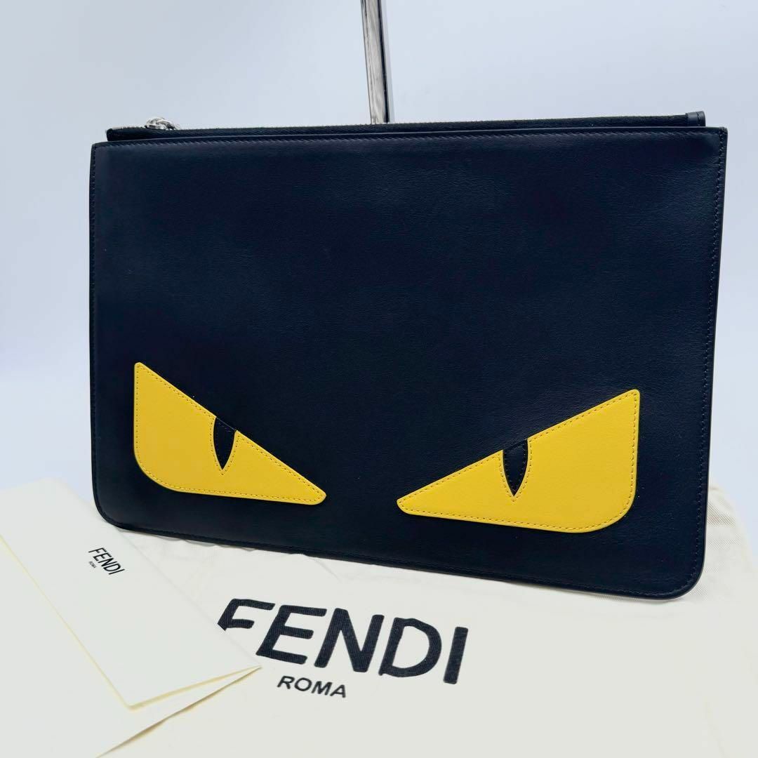 FENDI(フェンディ)の【新品未使用美品・付属品有】FENDI クラッチバッグ バグズモンスター レザー メンズのバッグ(セカンドバッグ/クラッチバッグ)の商品写真