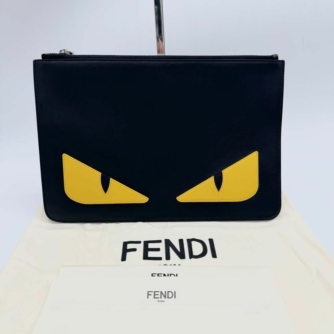 FENDI(フェンディ)の【新品未使用美品・付属品有】FENDI クラッチバッグ バグズモンスター レザー メンズのバッグ(セカンドバッグ/クラッチバッグ)の商品写真