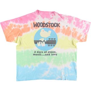 古着 WOOD STOCK ウッドストックフェスティバル タイダイ柄 バンドTシャツ バンT メンズXL /eaa433930(Tシャツ/カットソー(半袖/袖なし))